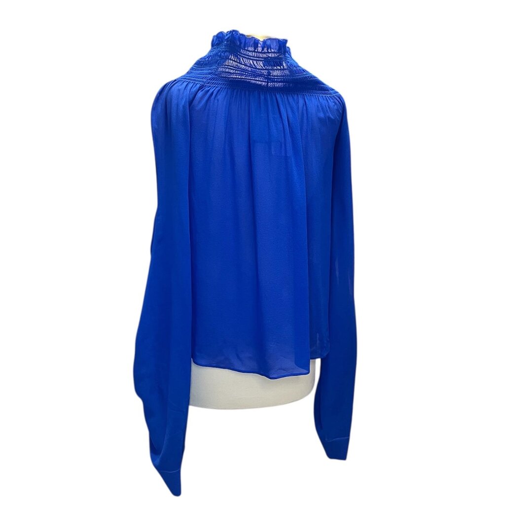 Saint Laurent Ruched Off Shoulder Sheer Silk Top, NEW, MSRP 2,400