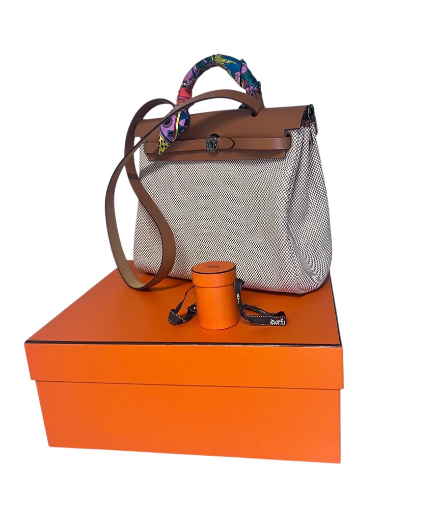 Hermes Herbag Zip Retourne 31 With Twilly, Original Boxes