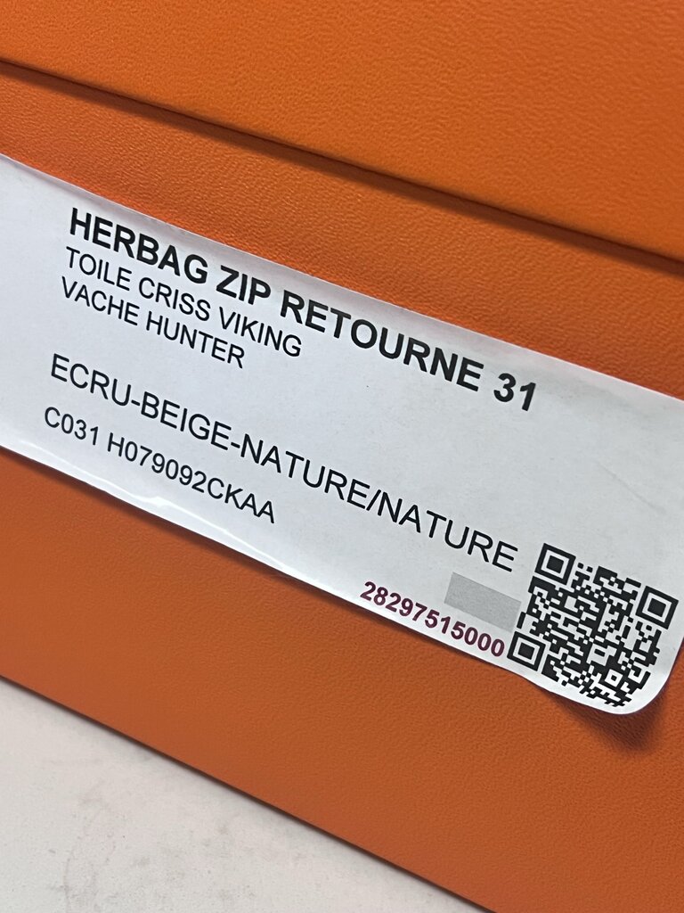 Hermes Herbag Zip Retourne 31 With Twilly, Original Boxes