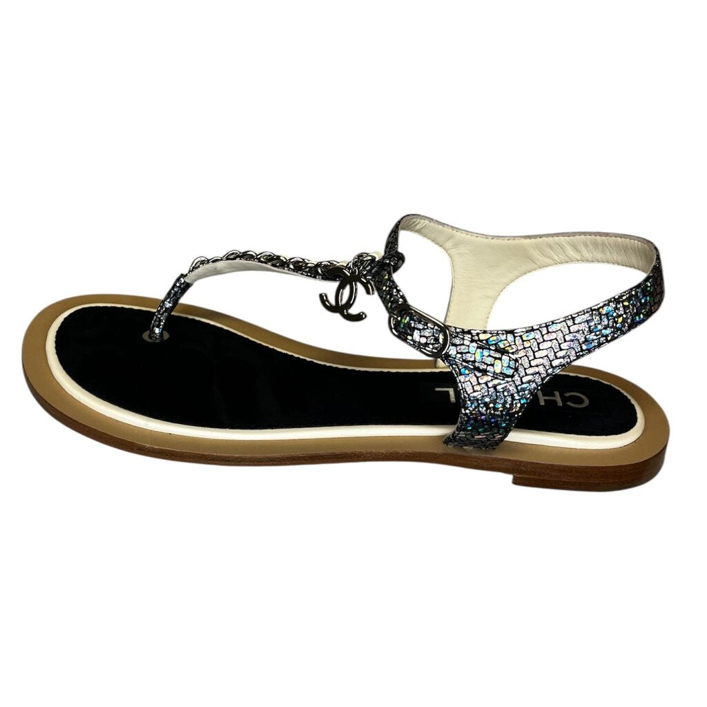 Chanel Interlocking CC Logo T-Strap Sandals, MSRP $2,013