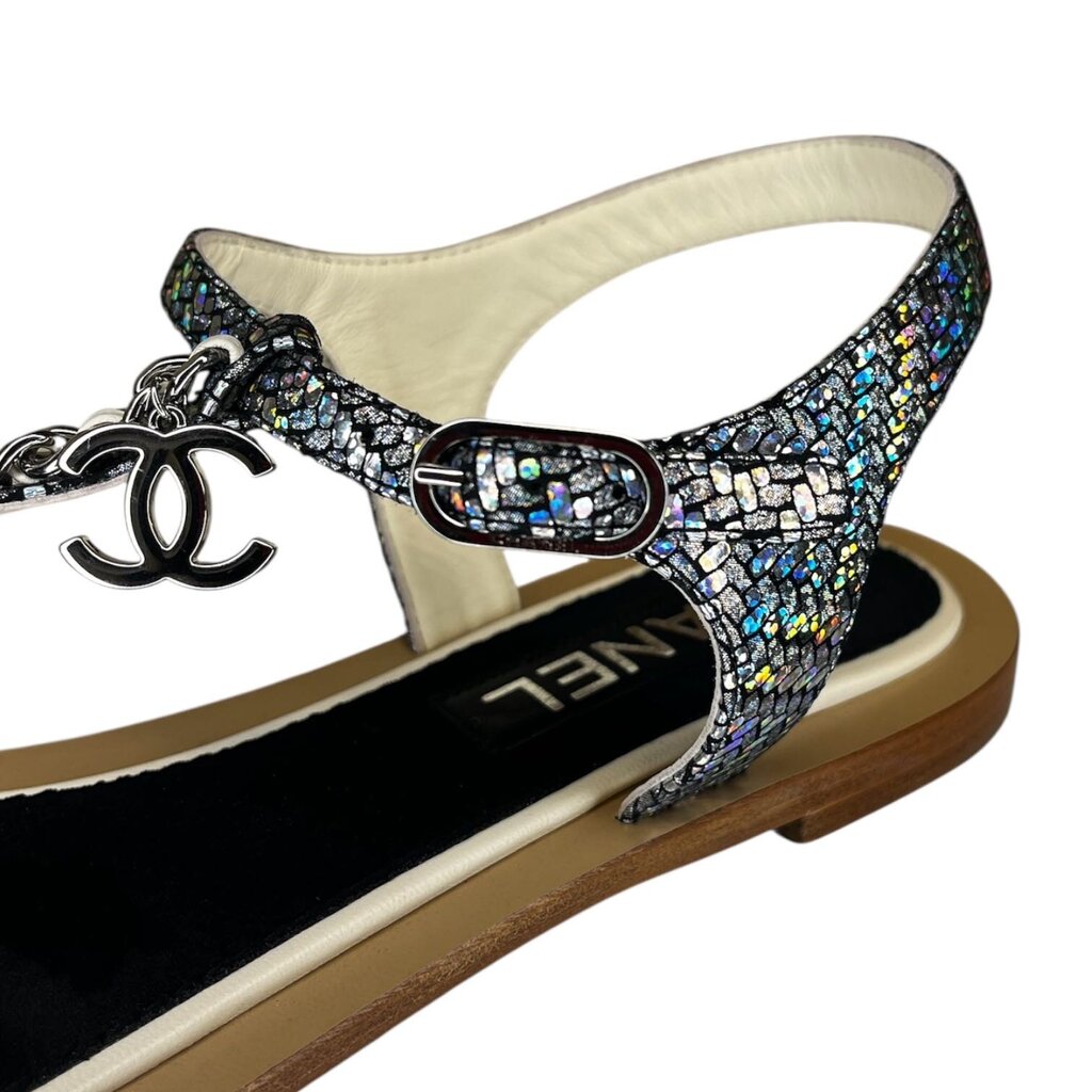 Chanel Interlocking CC Logo T-Strap Sandals, MSRP $2,013