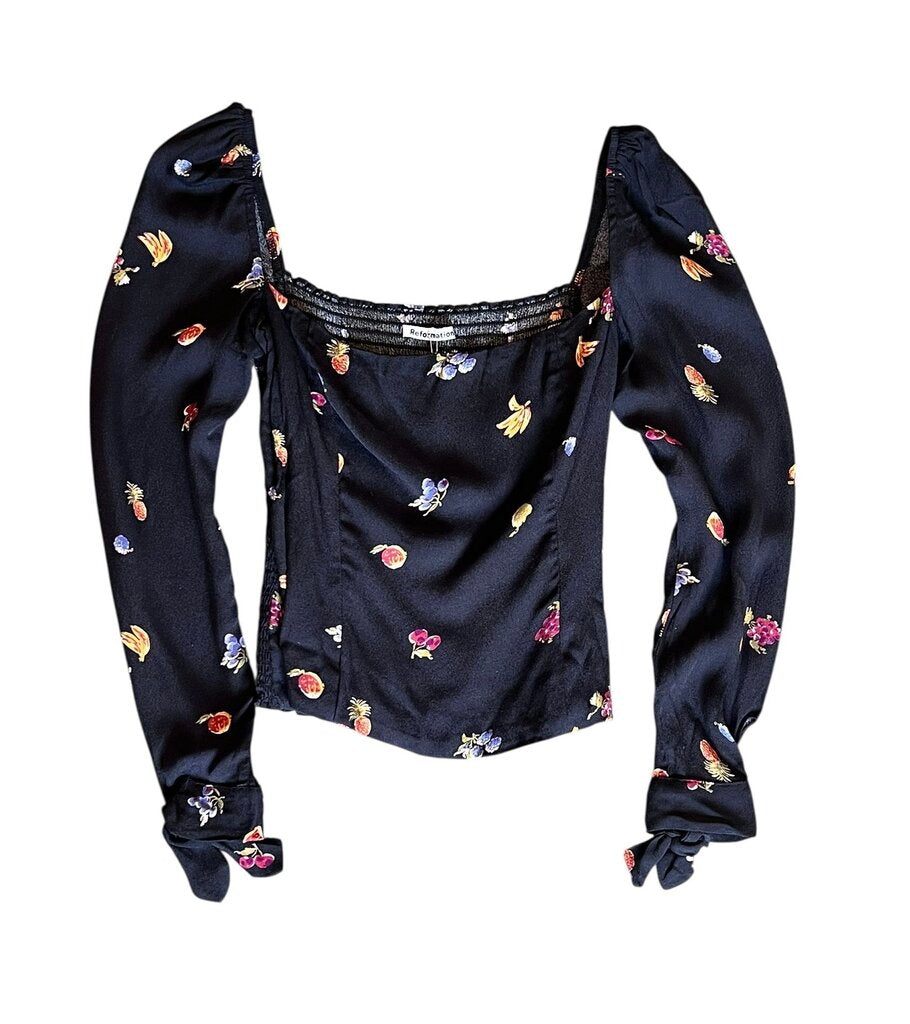 Reformation Cropped Floral Blouse