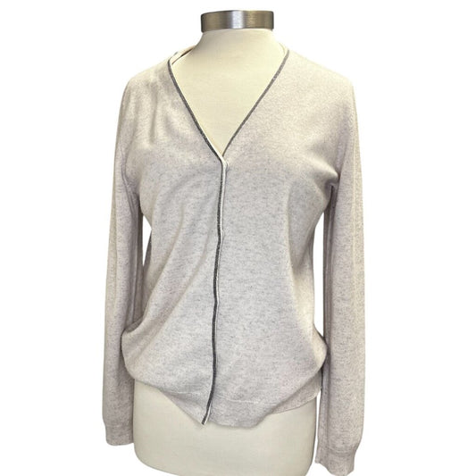 Brunello Cucinelli Cashmere Cardigan W/ Signature Beading, MSRP $1,860