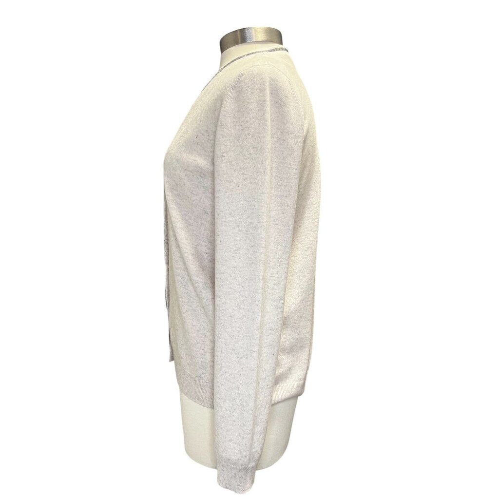 Brunello Cucinelli Cashmere Cardigan W/ Signature Beading, MSRP $1,860