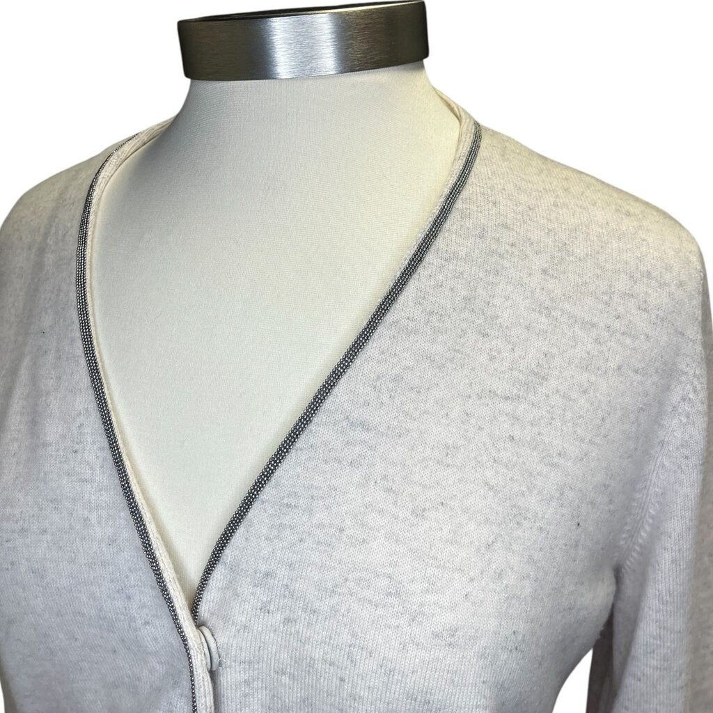 Brunello Cucinelli Cashmere Cardigan W/ Signature Beading, MSRP $1,860