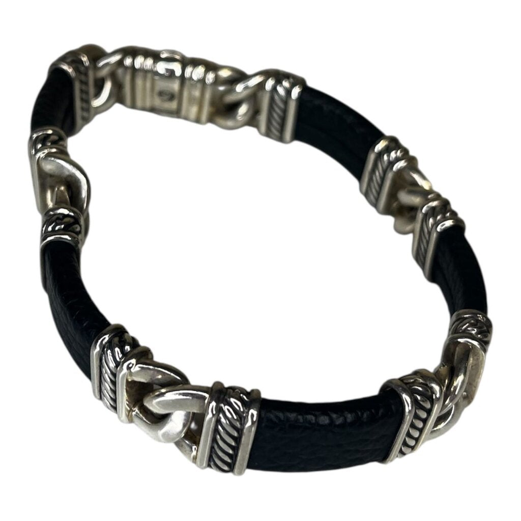 David Yurman Madison Link Sterling Silver And Leather Bracelet