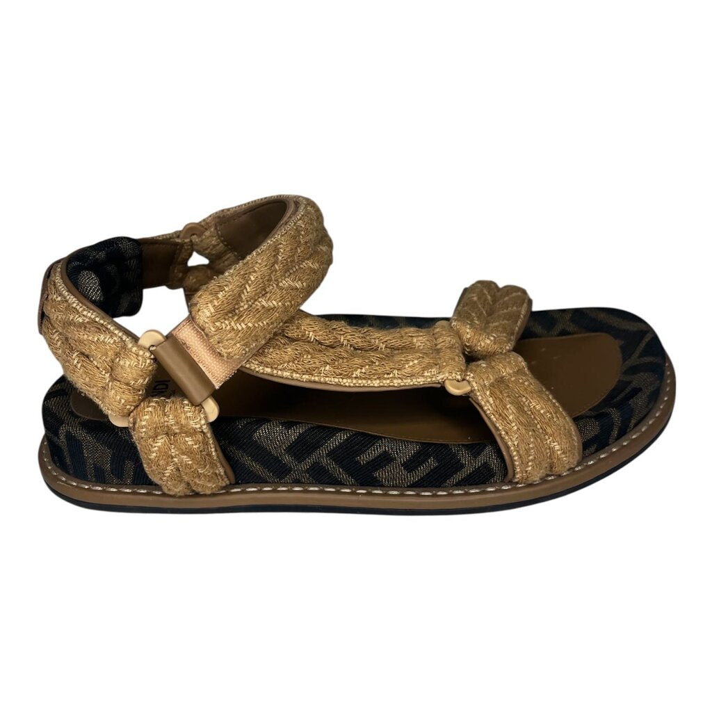 Fendi "Feel Rope Sport" Raffia Platform Sandals, MSSRP $995