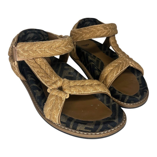 Fendi "Feel Rope Sport" Raffia Platform Sandals, MSSRP $995