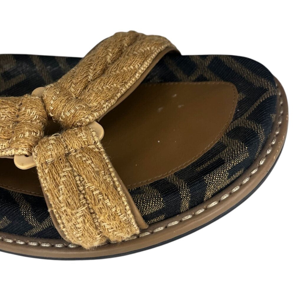 Fendi "Feel Rope Sport" Raffia Platform Sandals, MSSRP $995