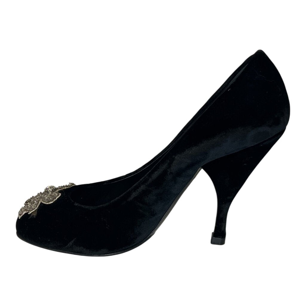 Chanel Jewel Encrusted Velvet Pumps