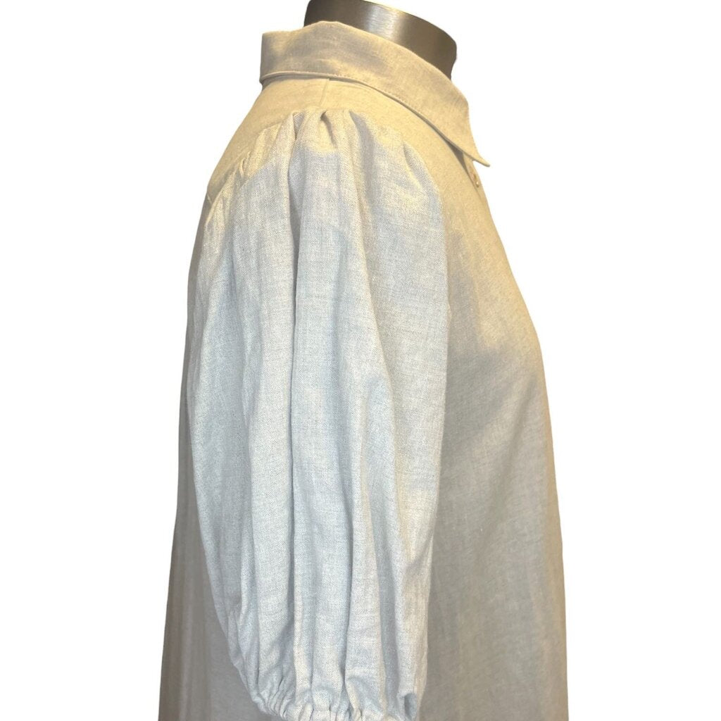 AVN Puff Sleeve Linen Maxi Shirt Dress