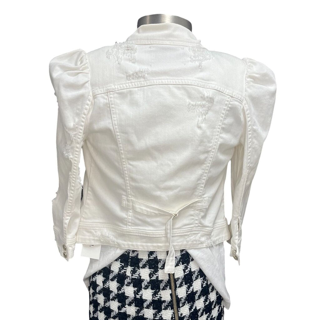 Retrofete Cropped Puff Sleeve Denim Jacket