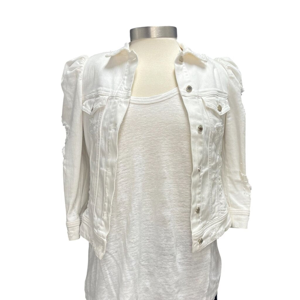Retrofete Cropped Puff Sleeve Denim Jacket