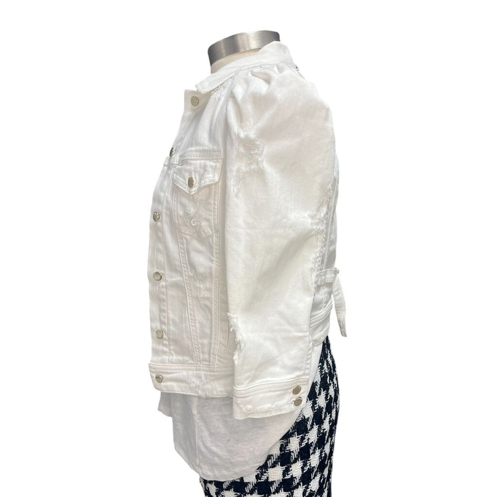 Retrofete Cropped Puff Sleeve Denim Jacket