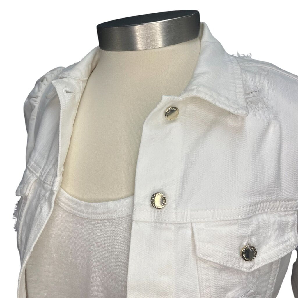 Retrofete Cropped Puff Sleeve Denim Jacket