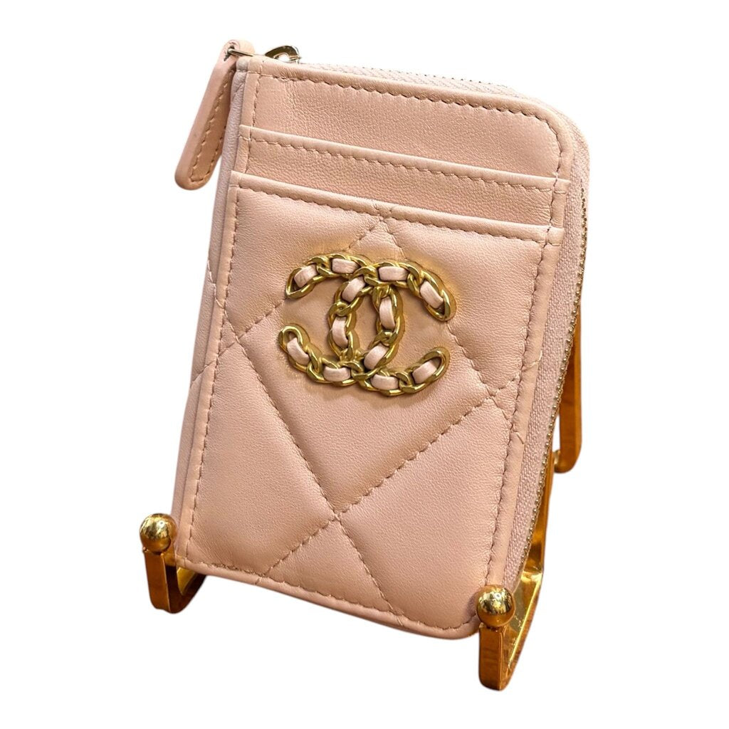 Chanel 19 Lambskin Quilted Vertical Zip Cardholder Wallet