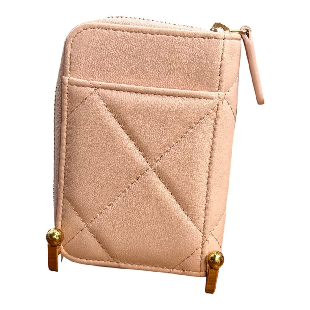 Chanel 19 Lambskin Quilted Vertical Zip Cardholder Wallet