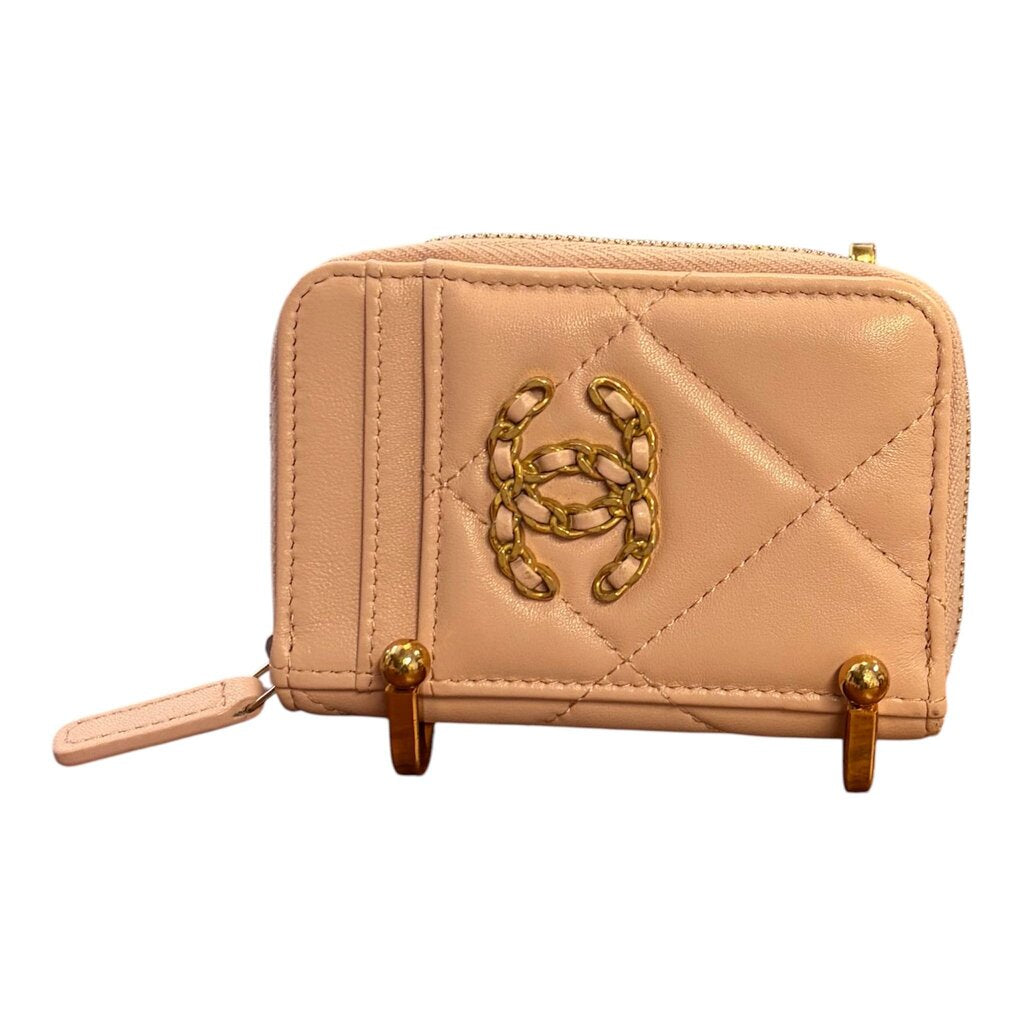 Chanel 19 Lambskin Quilted Vertical Zip Cardholder Wallet