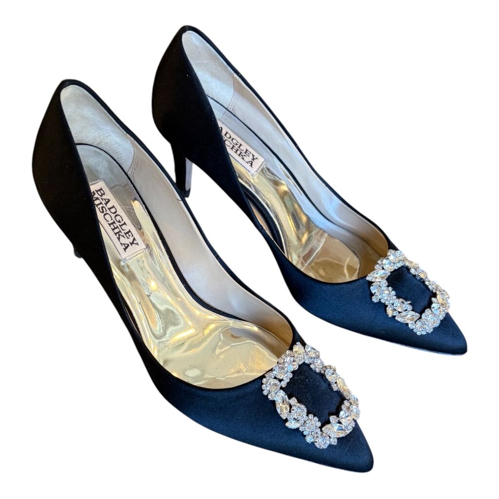 Badgley Mischka 'Carrie' Satin Jewel Pumps, NEW