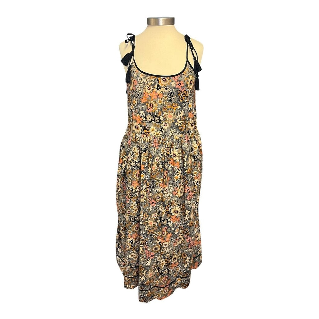 The Great Floral Tie Strap Drop waist Midi Dress
