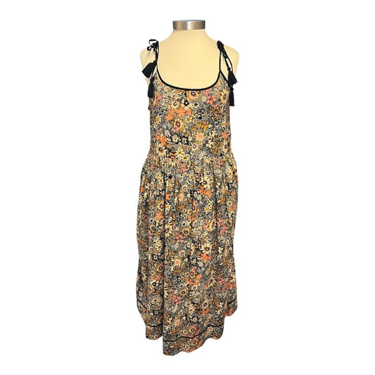 The Great Floral Tie Strap Drop waist Midi Dress