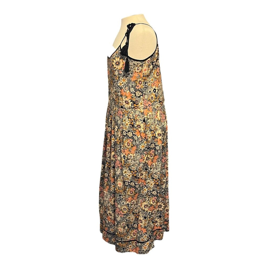 The Great Floral Tie Strap Drop waist Midi Dress