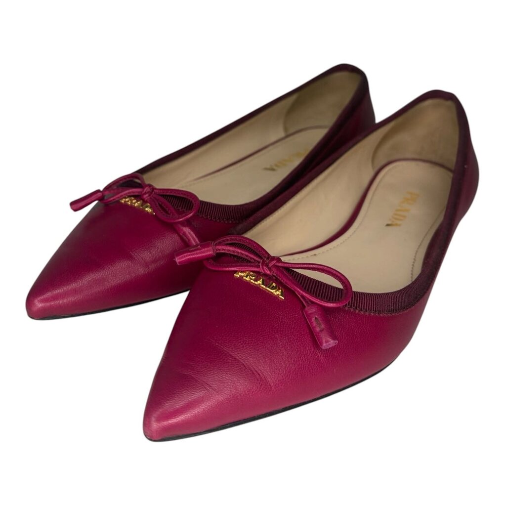 Prada Pointed Toe Ballerina Flats