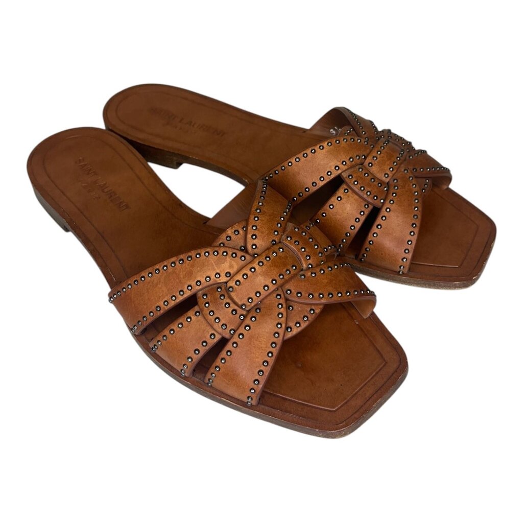 Saint Laurent Studded 'Tribute' Open Toe Slides
