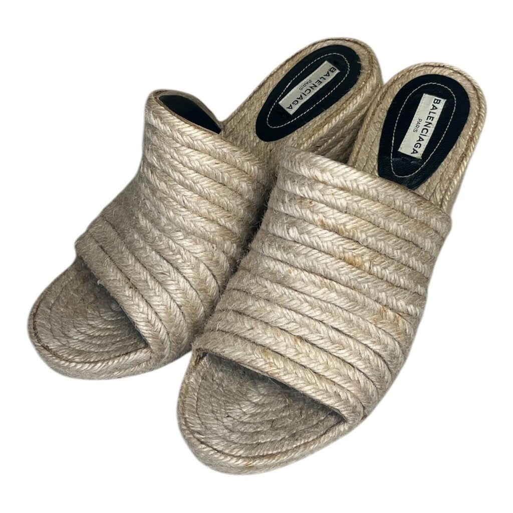 Balenciaga Jute Platform Wedge Espadrilles