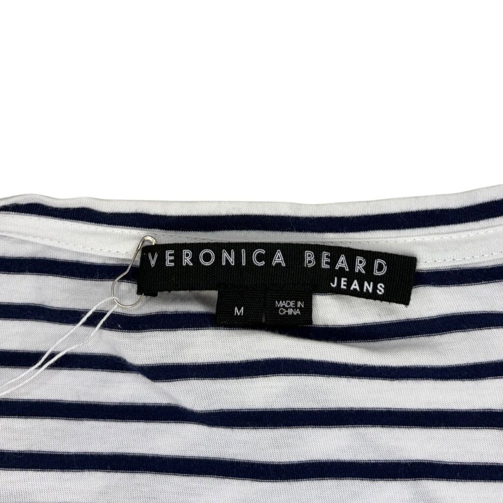 Veronica Beard Color Block Stripe Ruched Side Tie Midi Dress