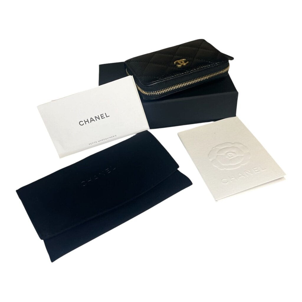 Chanel Caviar Leather 'Zipper Coin Purse'