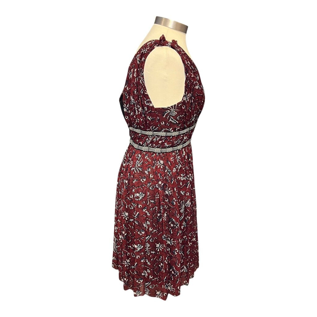 Isabel Marant Printed Pleated Silk Empire Mini Dress