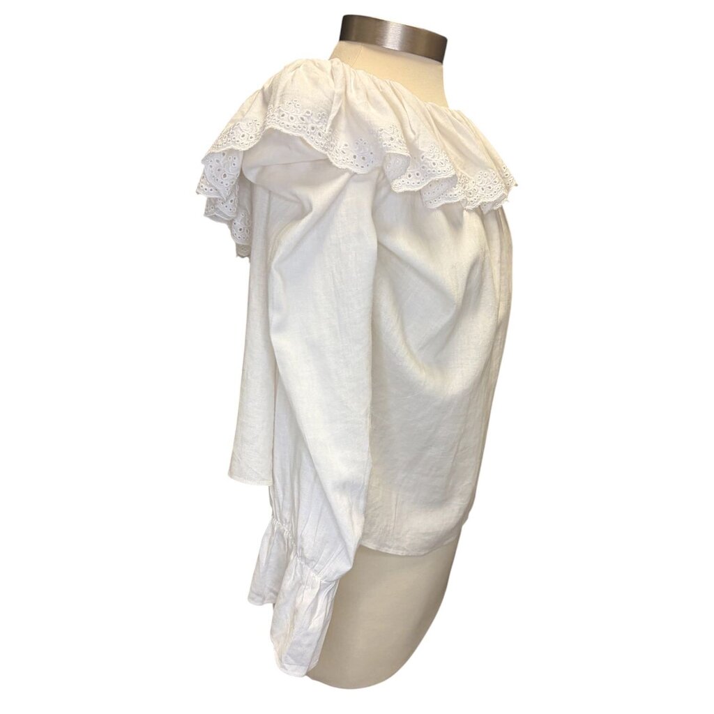 Celine Linen Lace Collar Top