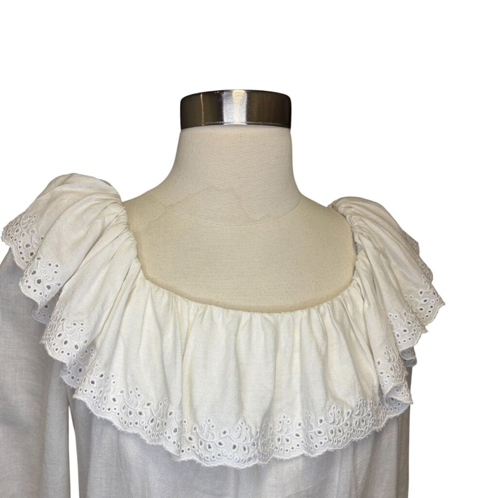 Celine Linen Lace Collar Top