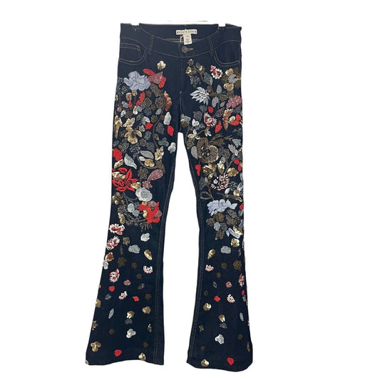 Alice+Olivia Floral Beaded Jeans
