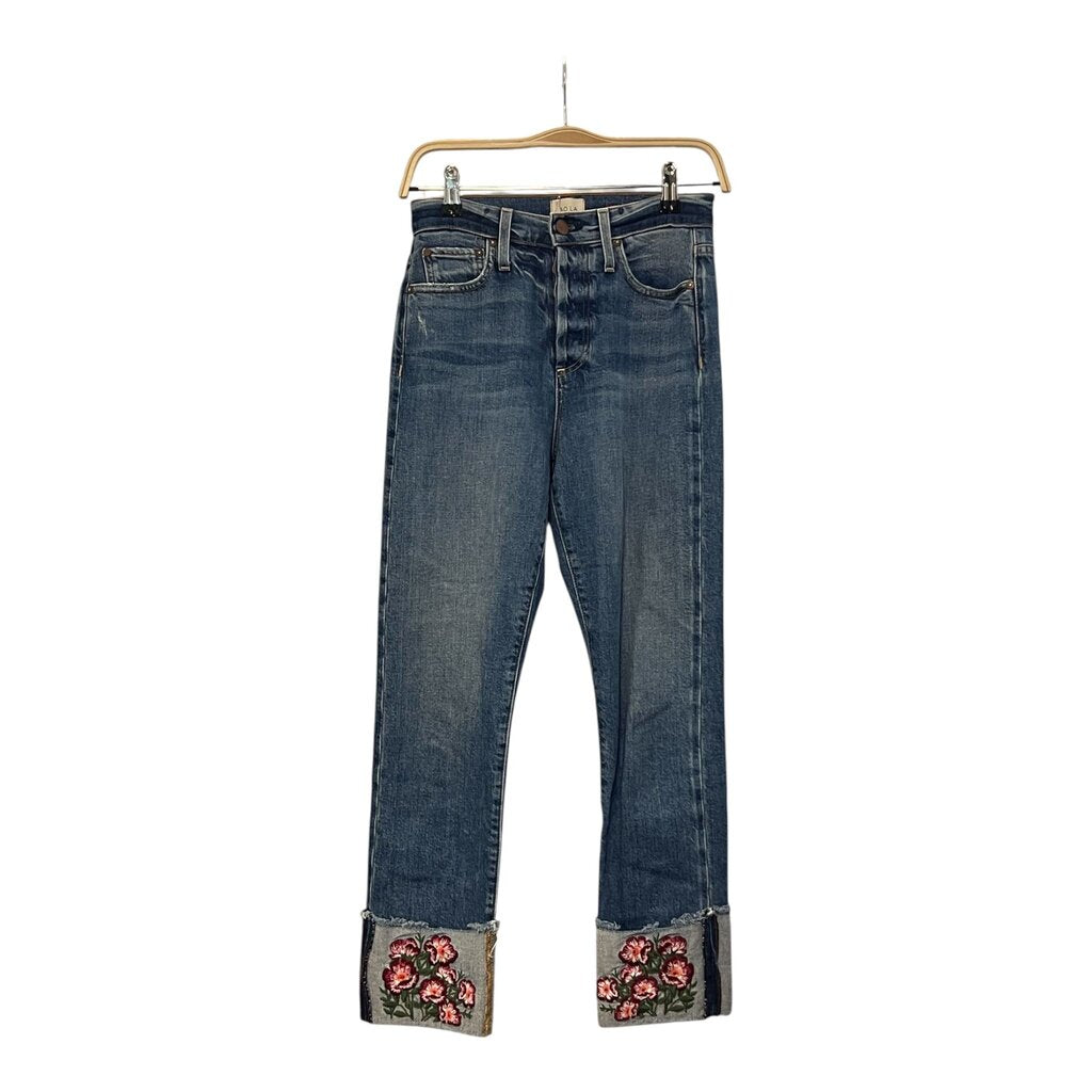 AO.LA Floral Embroidered Hem Jeans