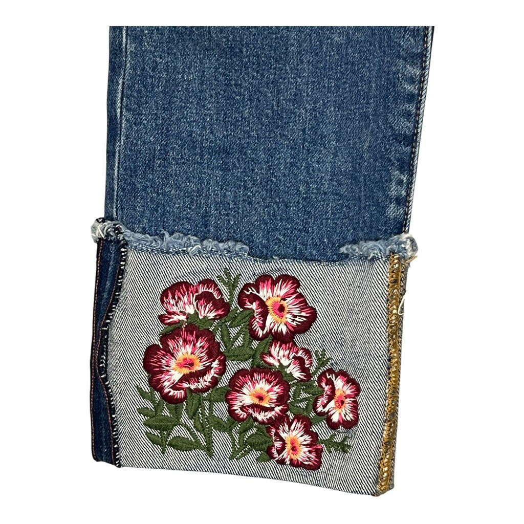 AO.LA Floral Embroidered Hem Jeans