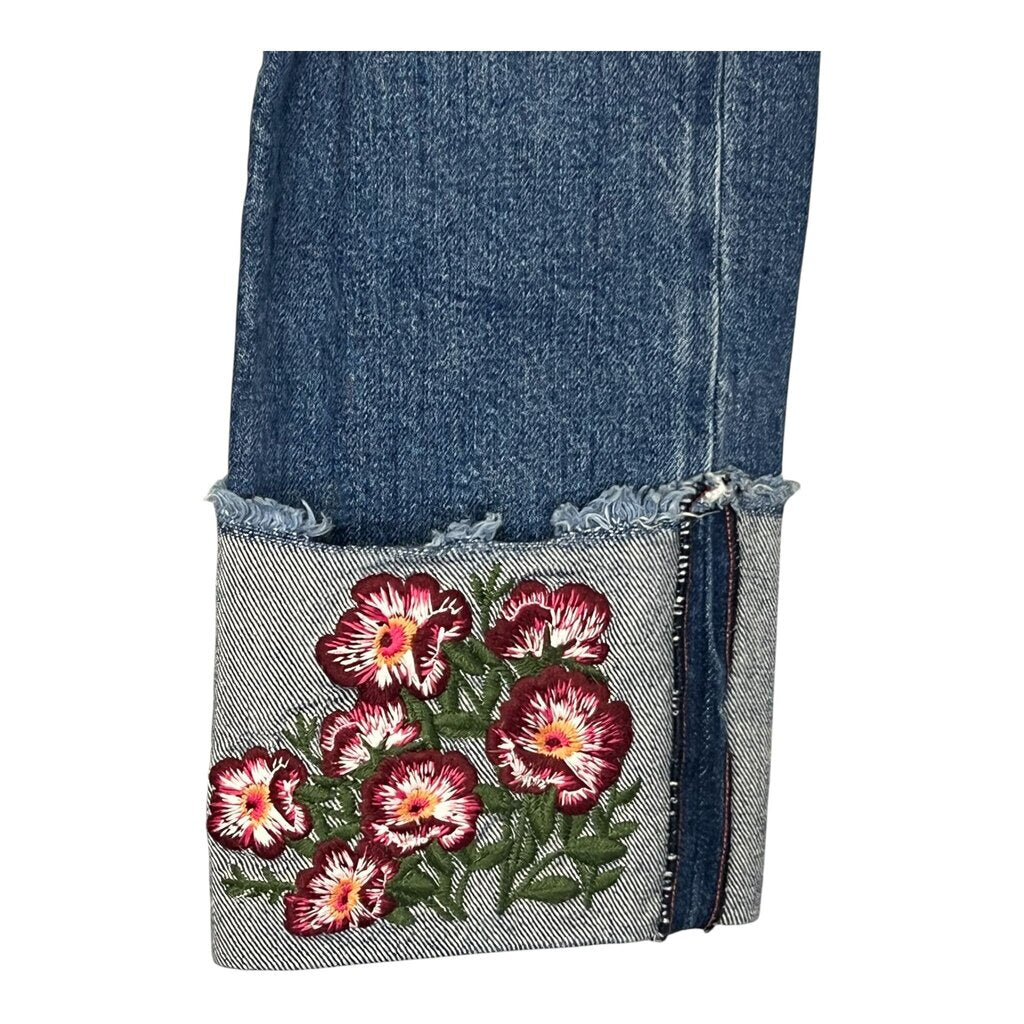 AO.LA Floral Embroidered Hem Jeans