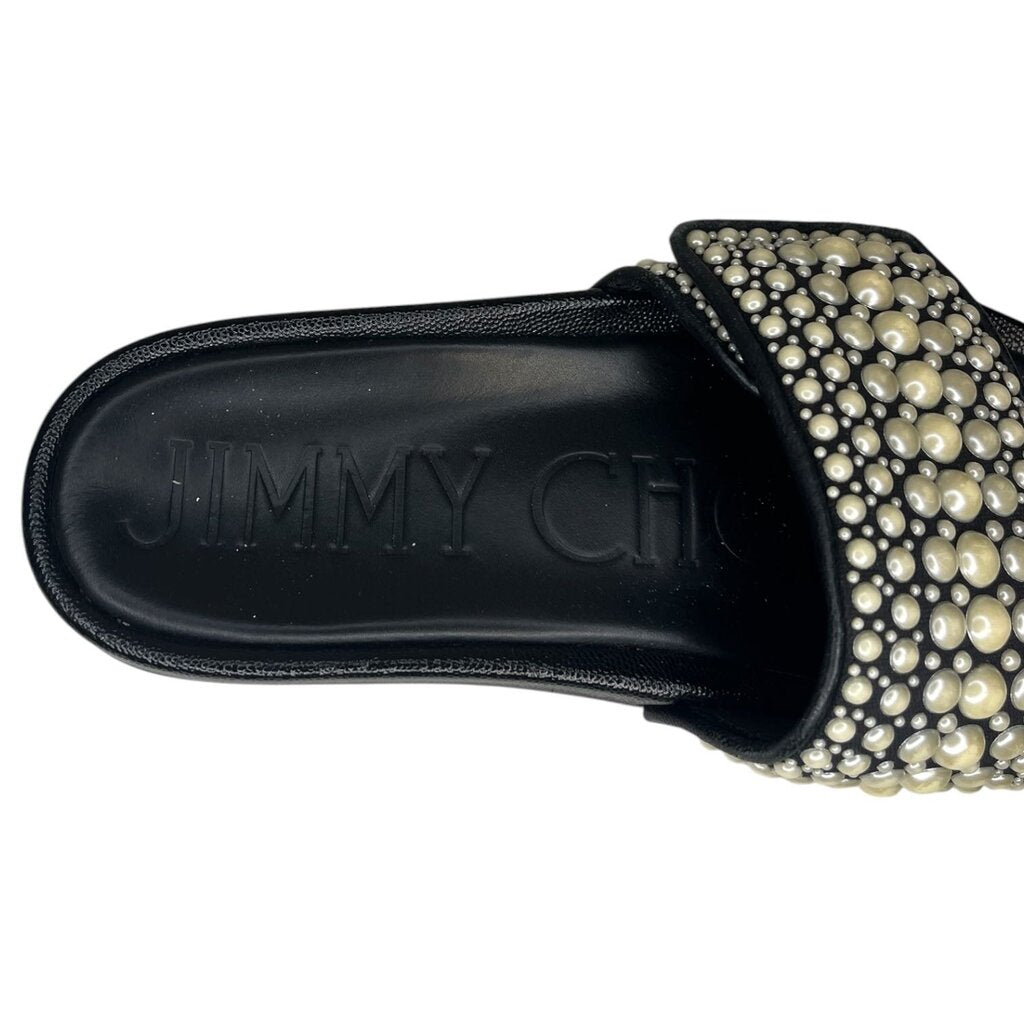 Jimmy Choo Pearl Encrusted Open Toe Slides