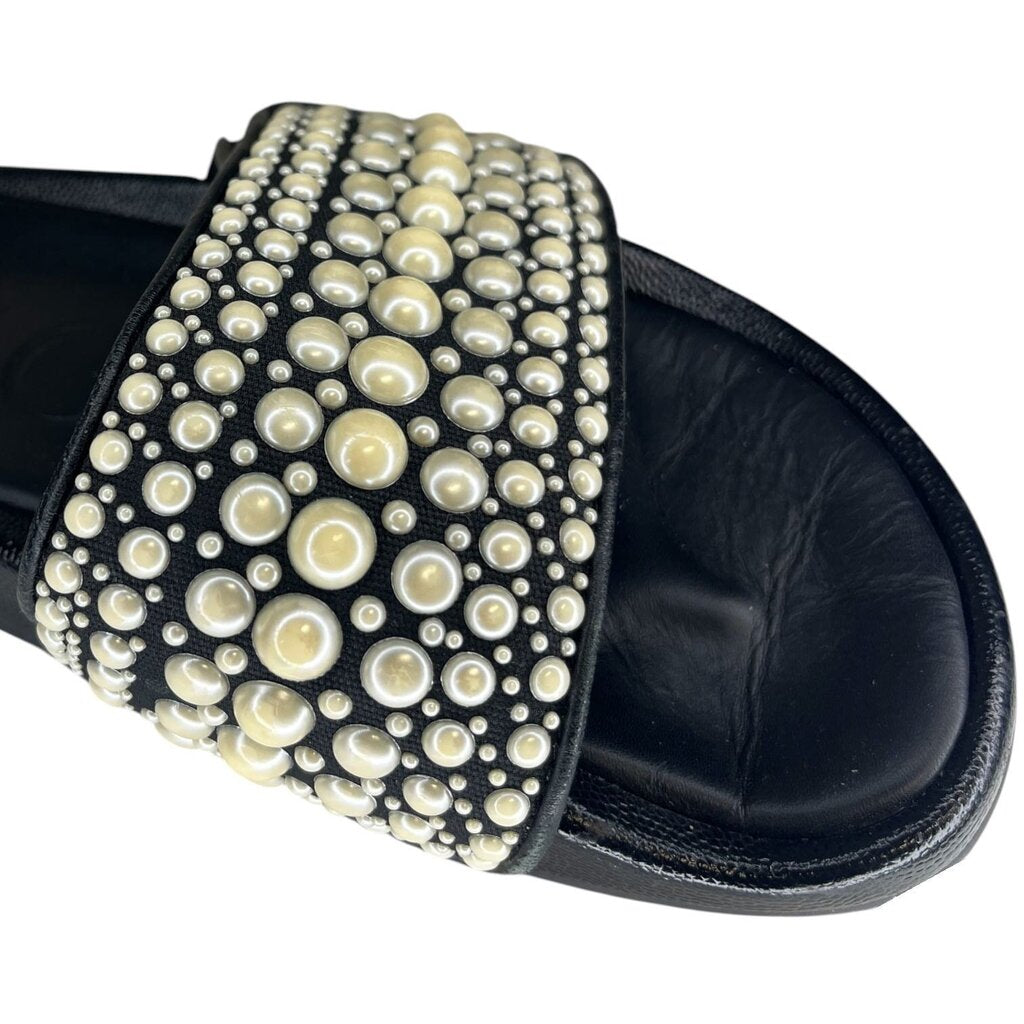Jimmy Choo Pearl Encrusted Open Toe Slides