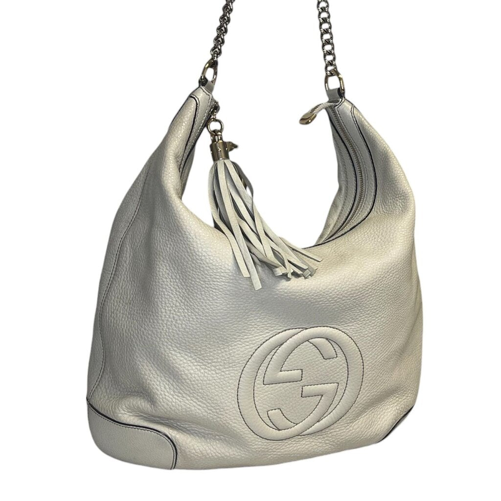 Gucci Chain Link Soho Pebbled Leather Handbag