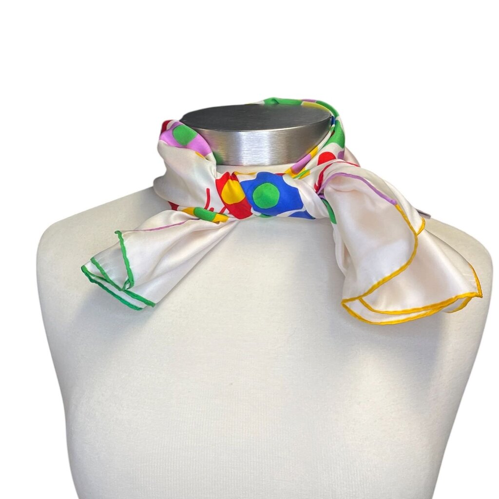 Vintage Pauline Trigere Floral Silk Scarf