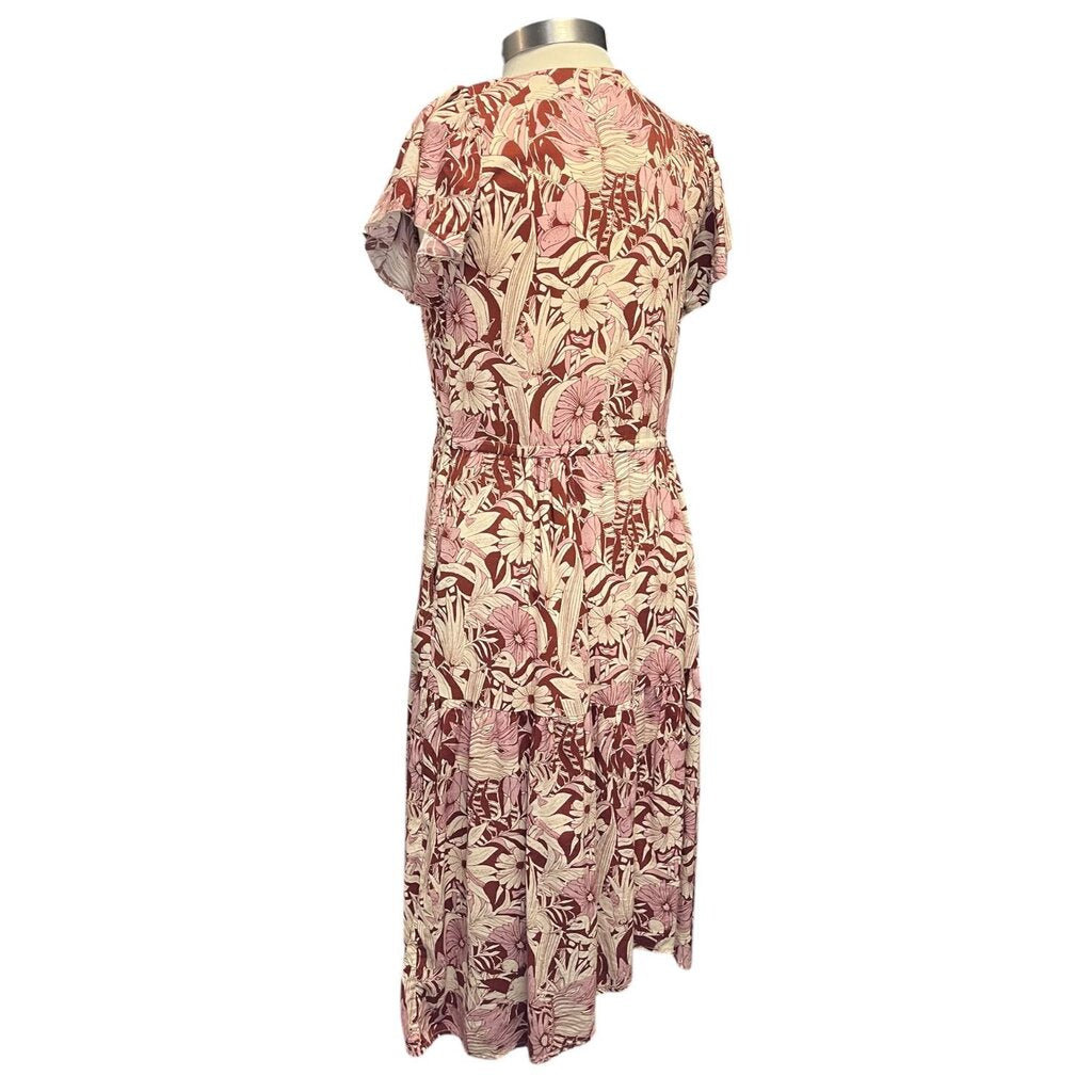 Trovata Floral Drawstring Tiered Midi Dress