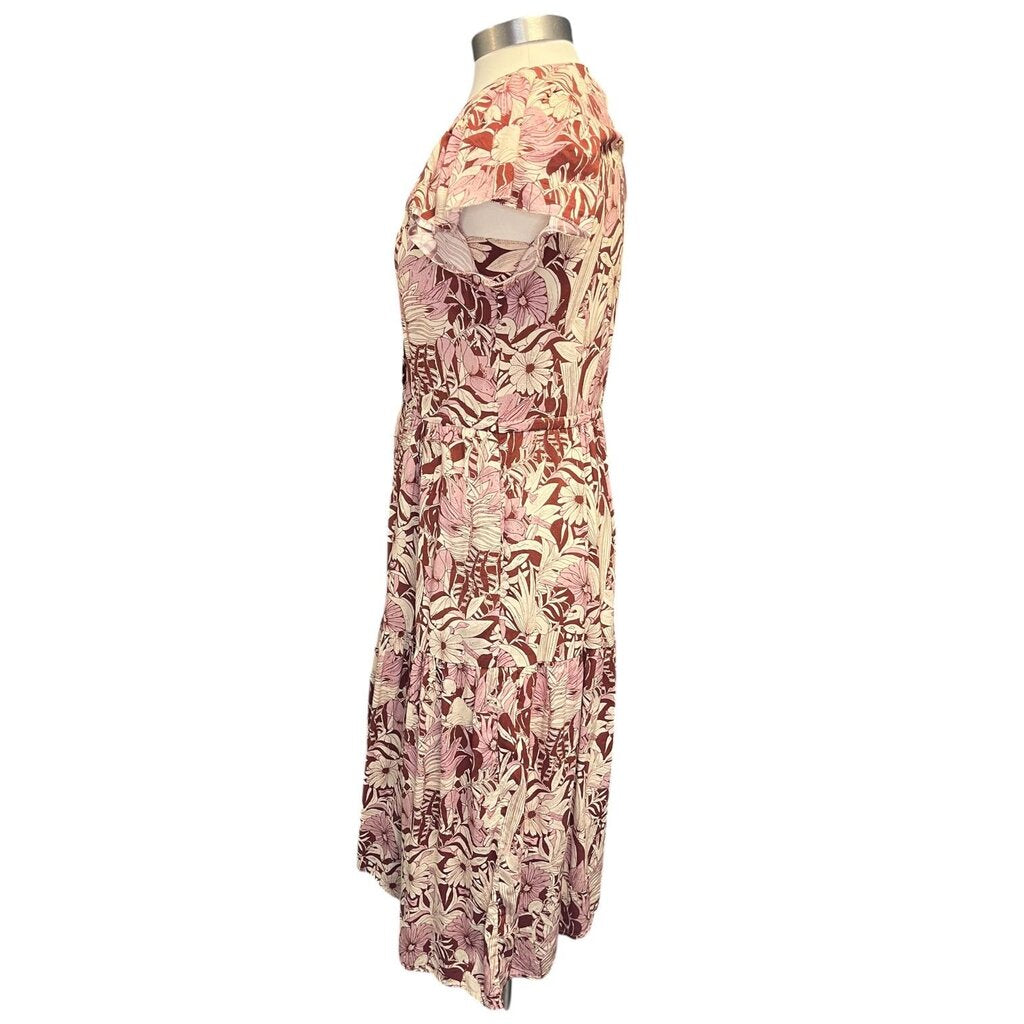 Trovata Floral Drawstring Tiered Midi Dress