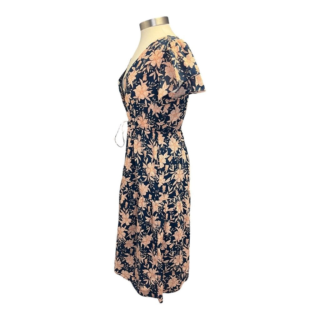 Trovata Floral Drawstring Tiered Midi Dress