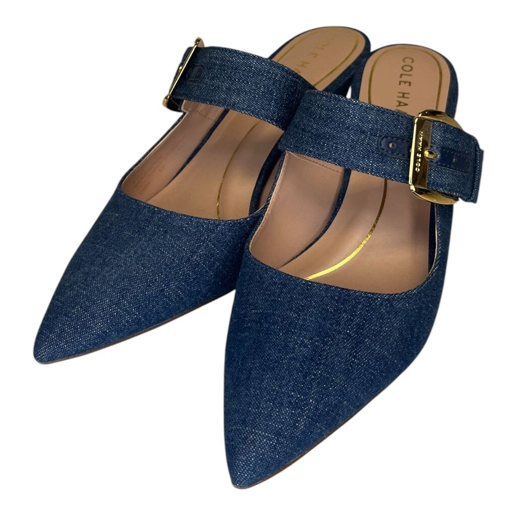 Cole Haan Vandam Buckle Denim Mules