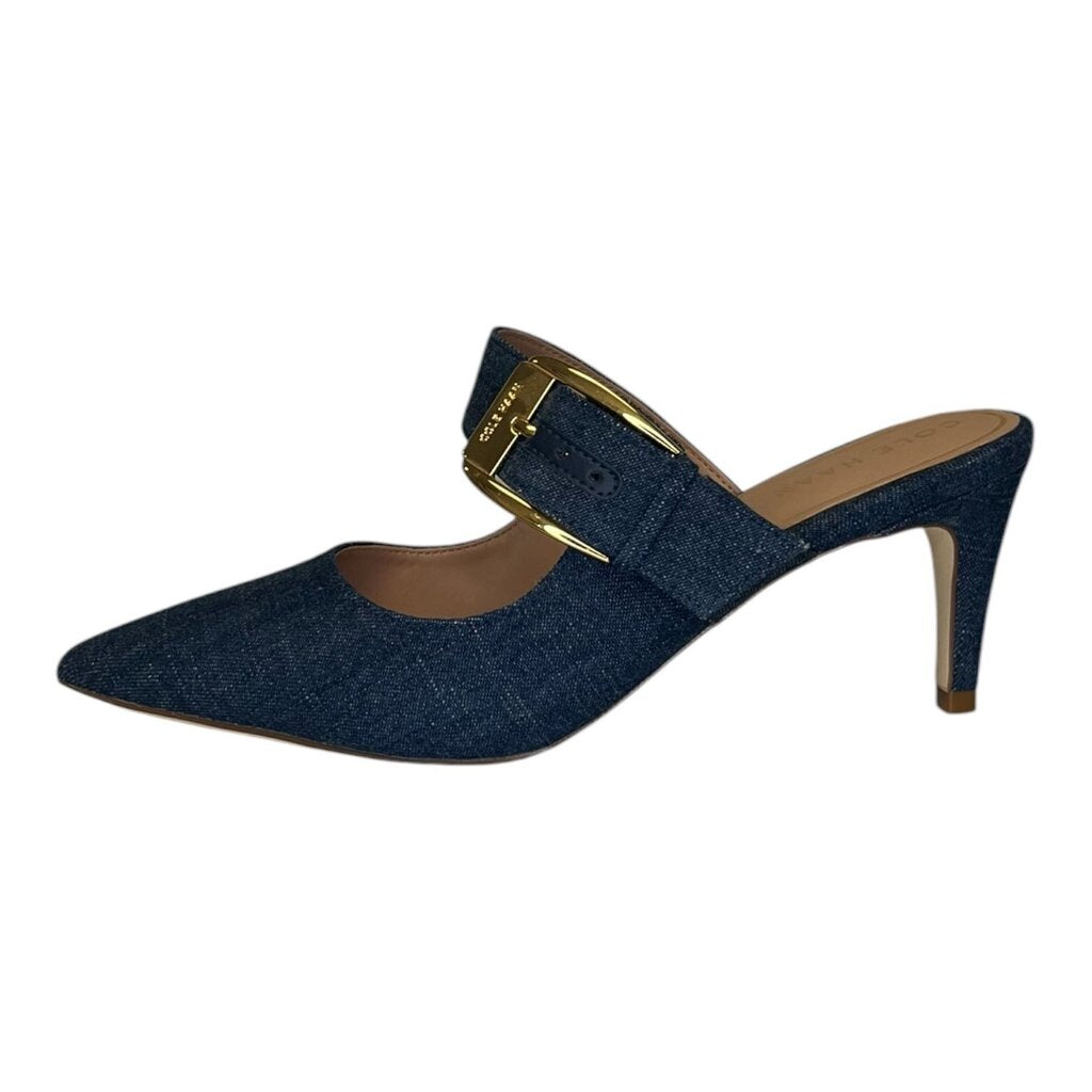 Cole Haan Vandam Buckle Denim Mules