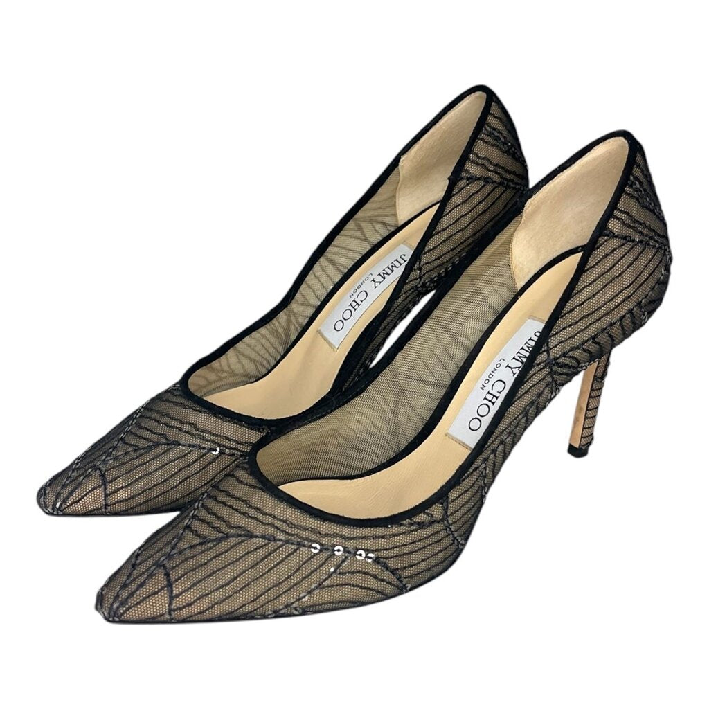 Jimmy Choo Romy 85 Sequin Mesh Pumps