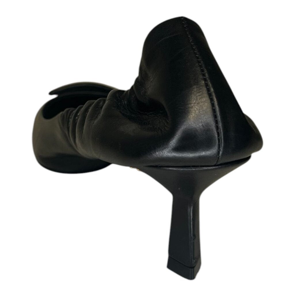Prada Ruched Logo Kitten Heel Pump