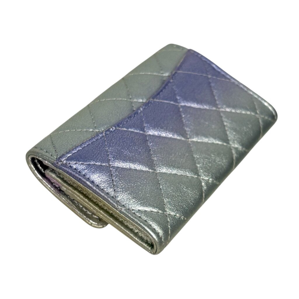 Chanel Highly Limited Season Release Metallic Cardholder Wallet W/Dust Bag